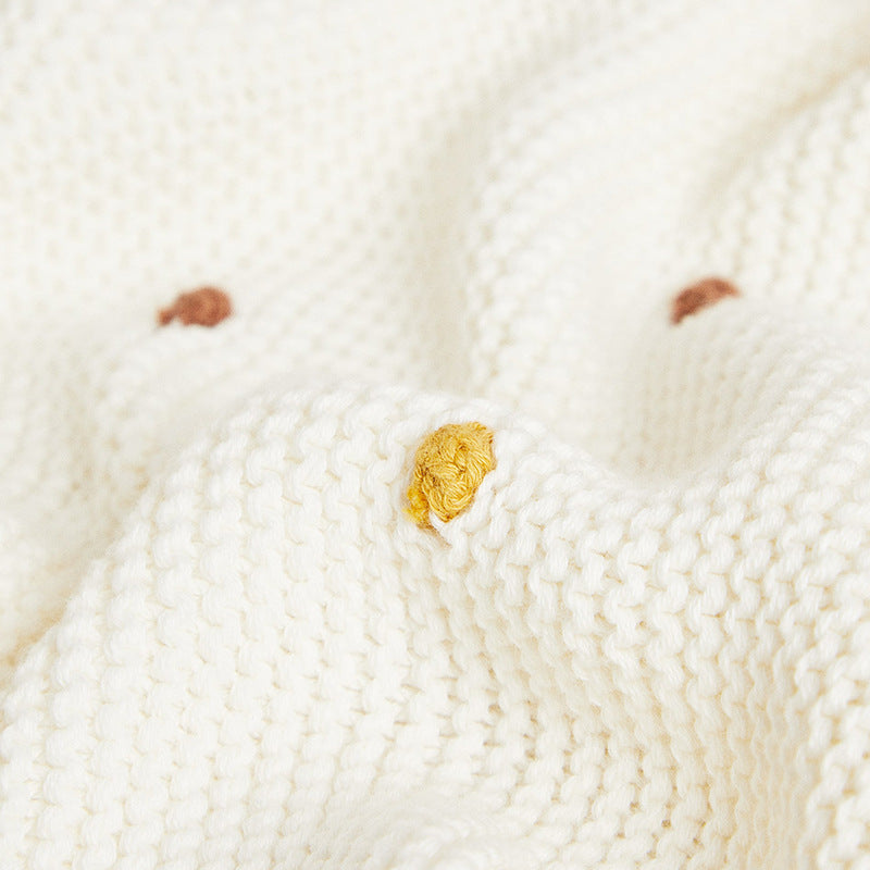 Speckled Off-White Cotton Knitted Blanket, throw blanket, knit blanket and sofa throw