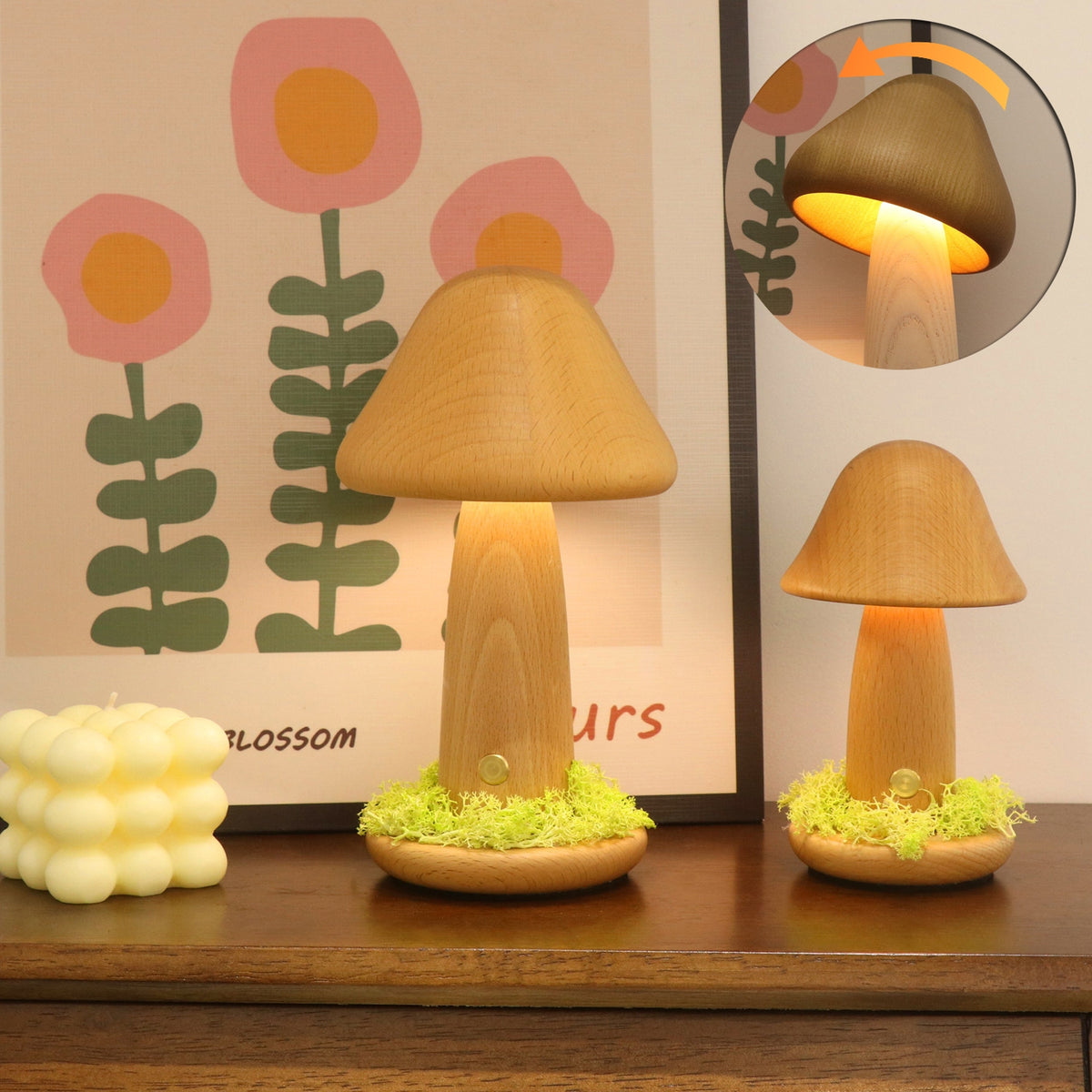 Mushroom USB-Charging Night Light, mushroom lamp, bedside night light and USB night light