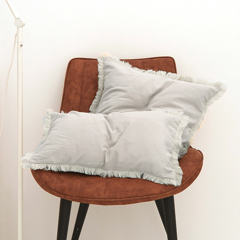 Solid-Color Pillow Cover with Fringe Options, throw pillow cover, cushion cover and sofa pillowcase