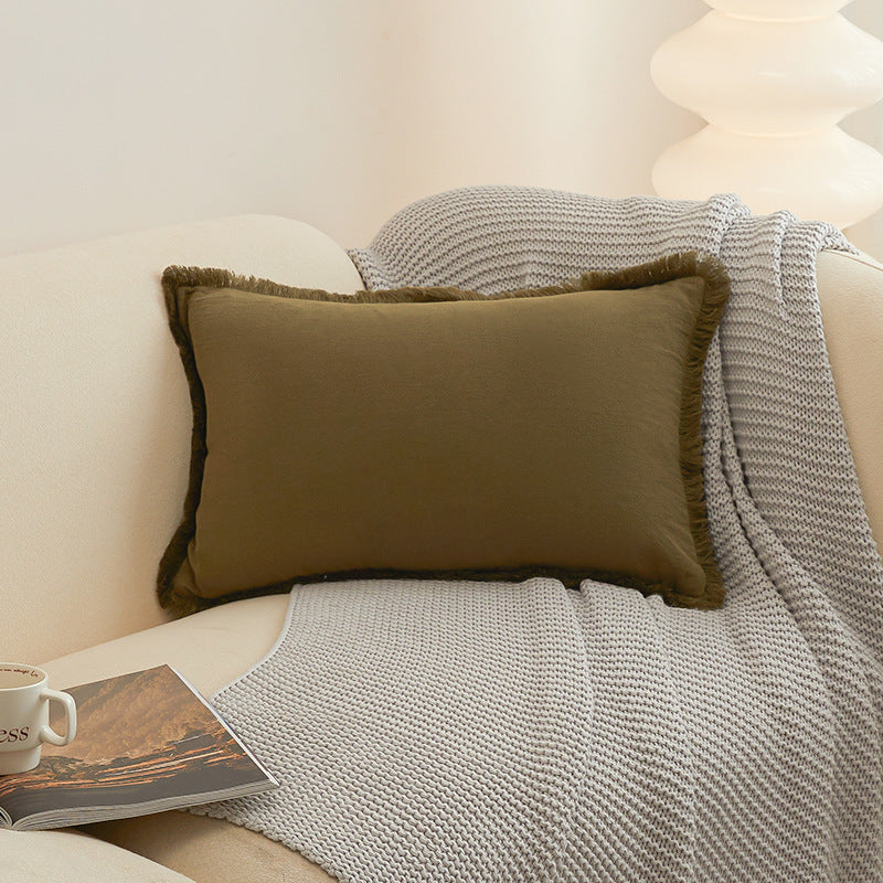 Solid-Color Pillow Cover with Fringe Options, throw pillow cover, cushion cover and sofa pillowcase