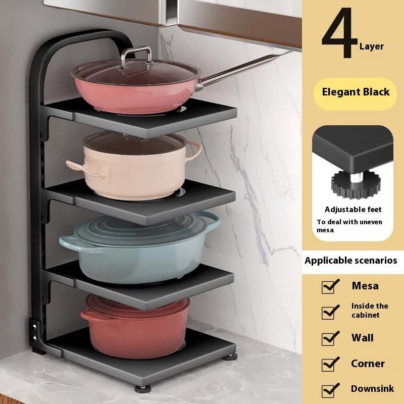 Carbon Steel Countertop Pot Rack, pot organizer, pan rack and cookware stand