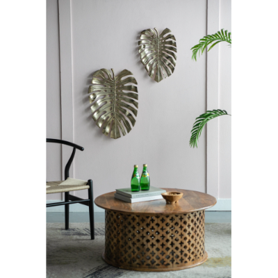 Gold Aluminum Monstera Leaf Wall Decor, product photo 11