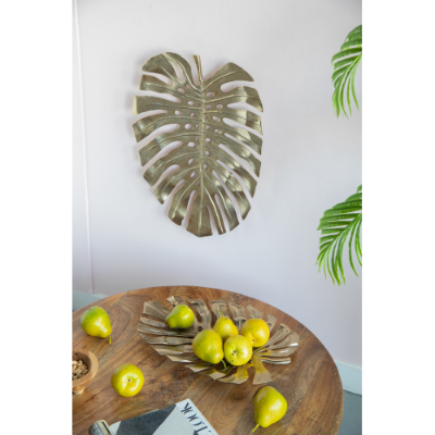 Gold Aluminum Monstera Leaf Wall Decor, product photo 10