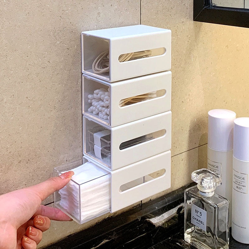 White Wall-Mounted Bathroom Storage Box, bathroom organizer and wall shelf