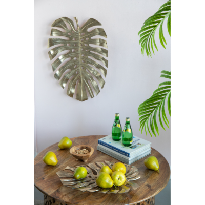 Gold Aluminum Monstera Leaf Wall Decor, product photo 8