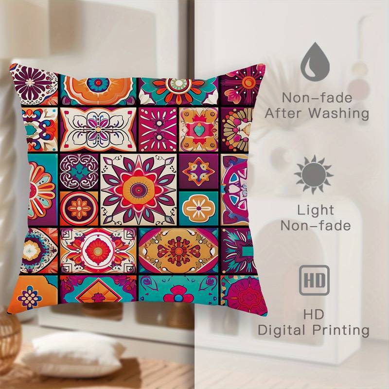 Bohemian Geometric Printed Pillow Cover, throw pillow cover, cushion cover and boho pillowcase