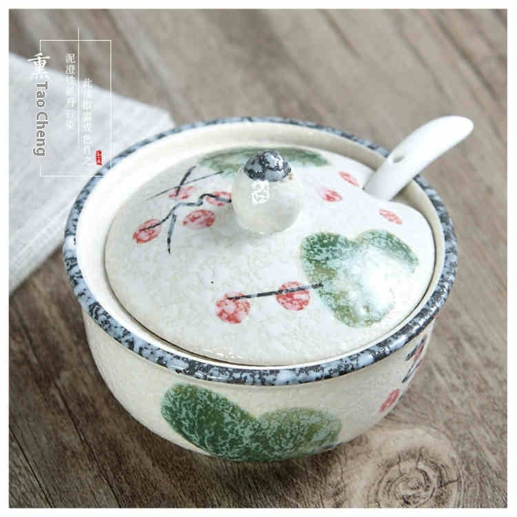 Decorative Ceramic Seasoning Jar with Lid, spice jar, seasoning canister and kitchen jar