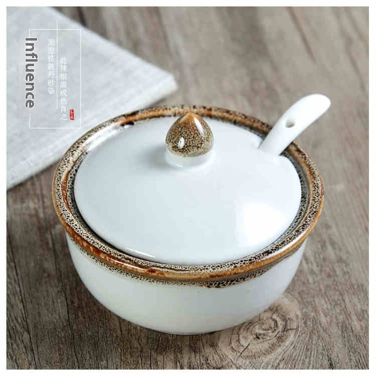 Decorative Ceramic Seasoning Jar with Lid, spice jar, seasoning canister and kitchen jar