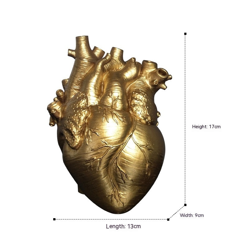 Resin Heart-Shaped Decorative Ornament, resin ornament, heart figurine and shelf decor