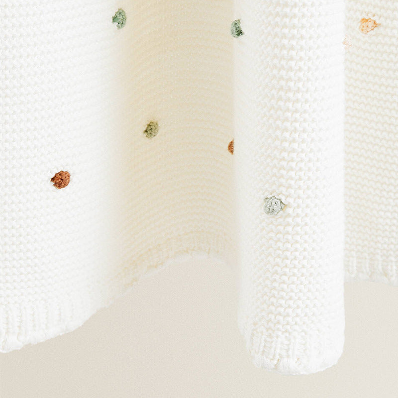 Speckled Off-White Cotton Knitted Blanket, throw blanket, knit blanket and sofa throw