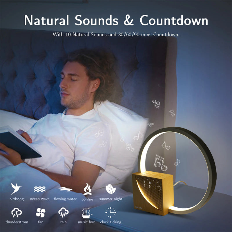 Touch Bedside Lamp with Alarm Clock and Nature Sounds, alarm clock lamp and touch lamp
