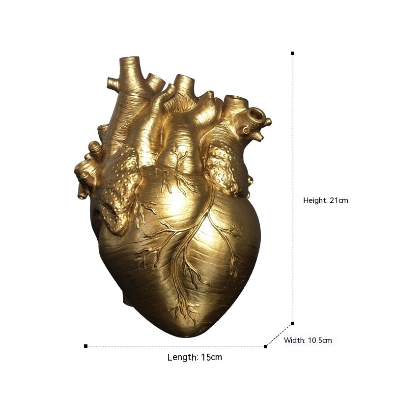 Resin Heart-Shaped Decorative Ornament, resin ornament, heart figurine and shelf decor