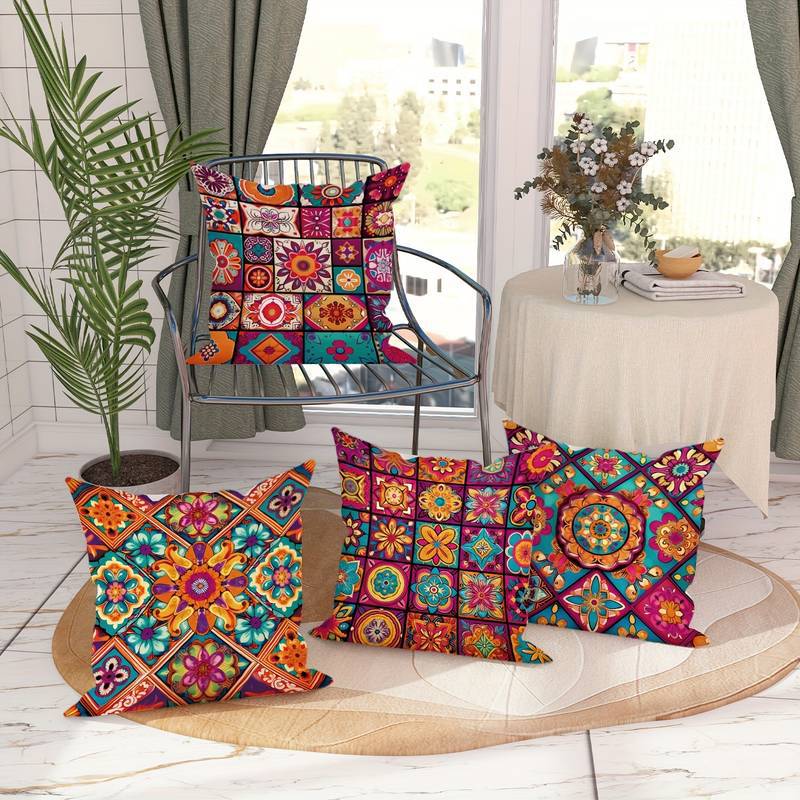 Bohemian Geometric Printed Pillow Cover, throw pillow cover, cushion cover and boho pillowcase