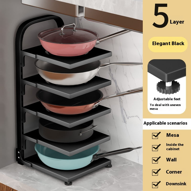 Carbon Steel Countertop Pot Rack, pot organizer, pan rack and cookware stand