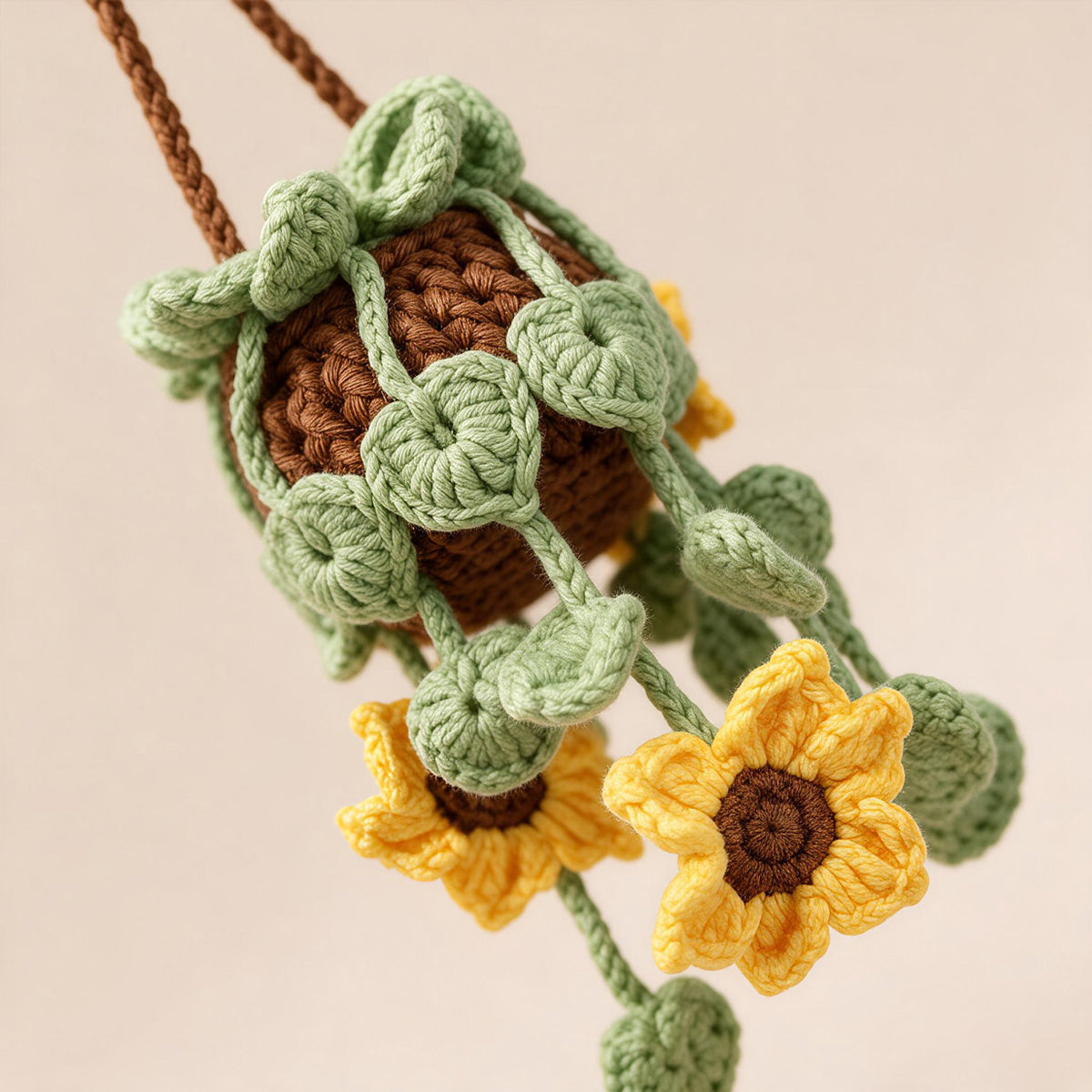 Crochet Hanging Sunflower Ornament, crochet flower, hanging ornament and sunflower decor