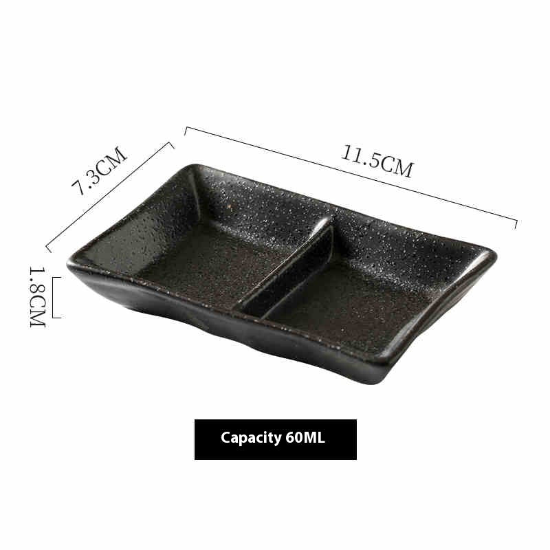 Two-Compartment Ceramic Sauce Dish, dipping bowl and condiment dish