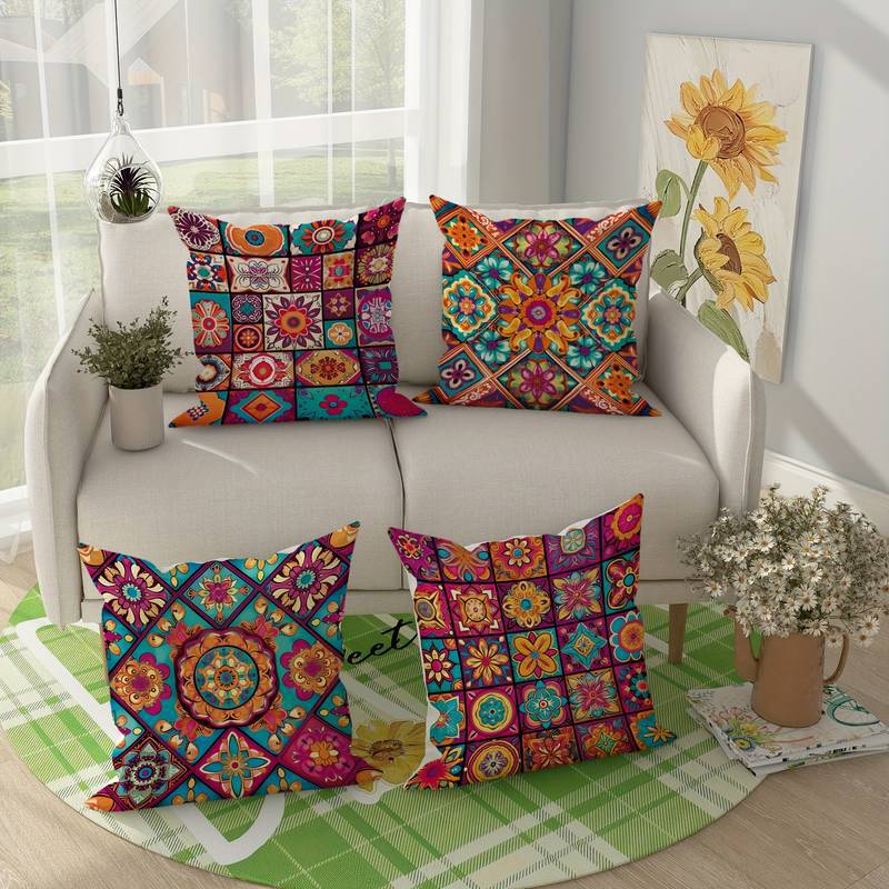 Bohemian Geometric Printed Pillow Cover, throw pillow cover, cushion cover and boho pillowcase