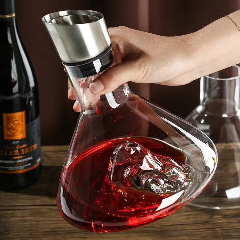 Glass Wine Decanter with Sculptural Base Options, wine carafe and barware