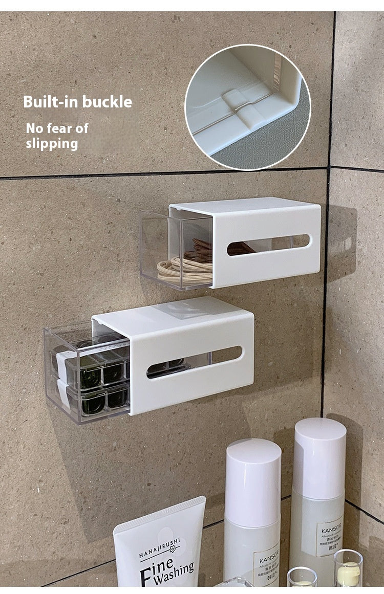 White Wall-Mounted Bathroom Storage Box, bathroom organizer and wall shelf