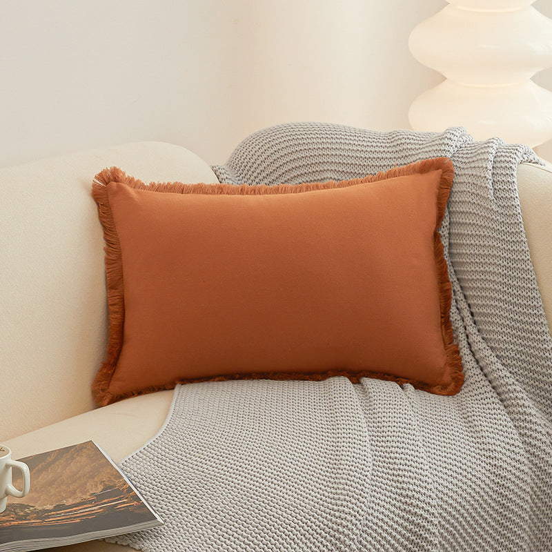 Solid-Color Pillow Cover with Fringe Options, throw pillow cover, cushion cover and sofa pillowcase