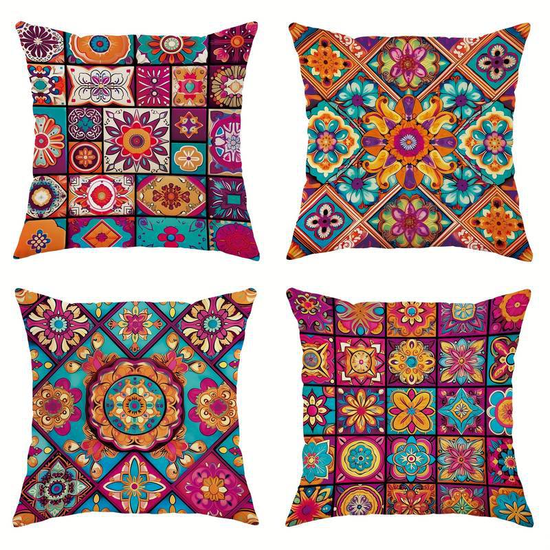 Bohemian Geometric Printed Pillow Cover, throw pillow cover, cushion cover and boho pillowcase