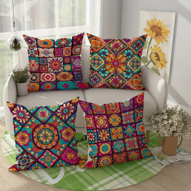 Bohemian Geometric Printed Pillow Cover, throw pillow cover, cushion cover and boho pillowcase