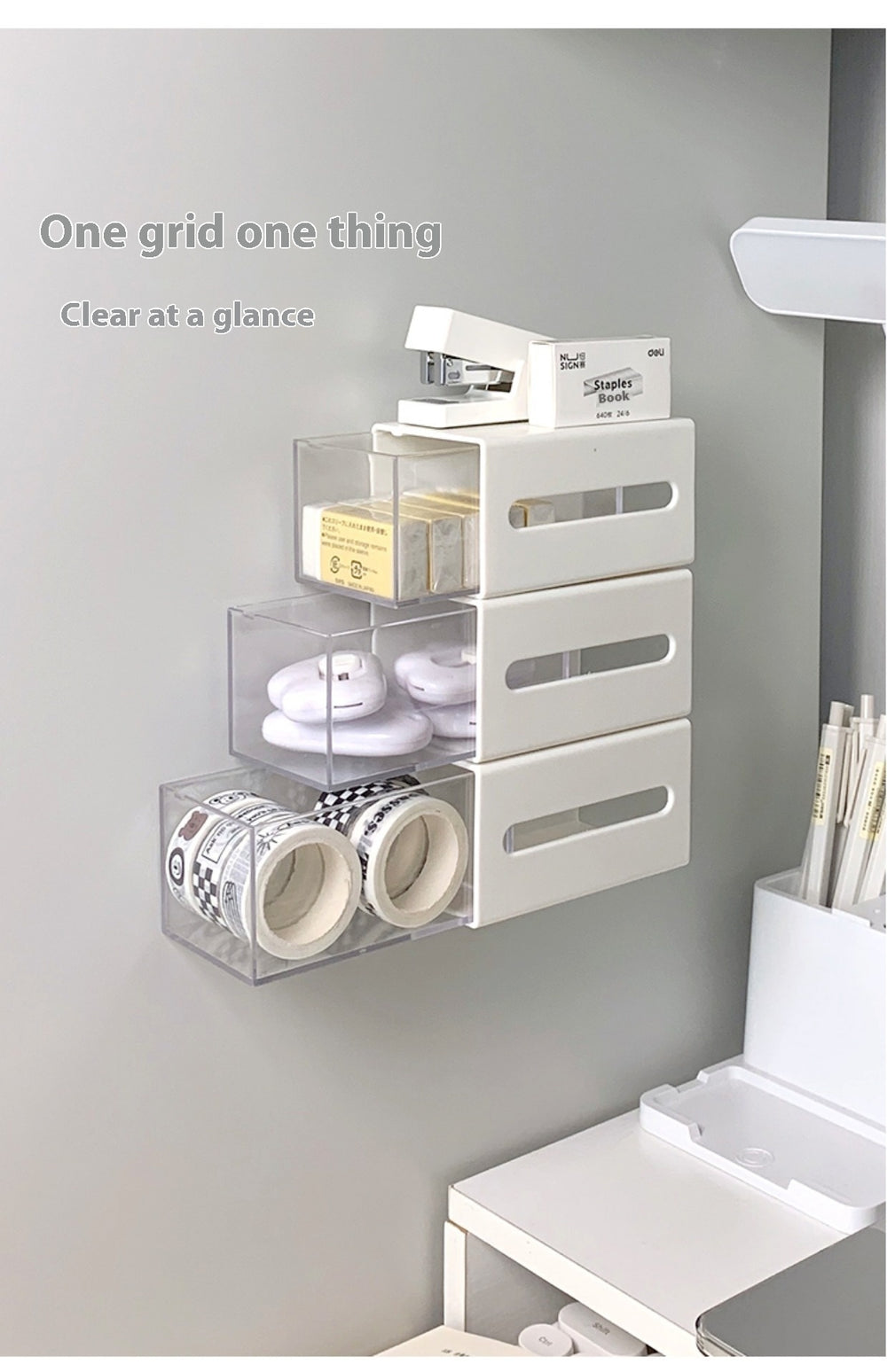 White Wall-Mounted Bathroom Storage Box, bathroom organizer and wall shelf