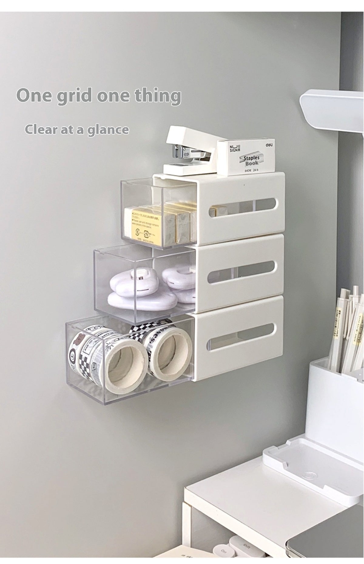 White Wall-Mounted Bathroom Storage Box, bathroom organizer and wall shelf