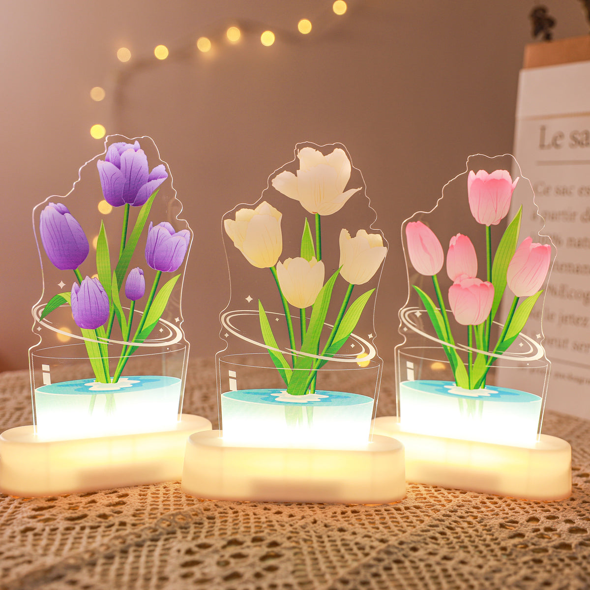 Tulip Accent Night Light with Warm White Light, flower night light, bedside lamp and accent lamp