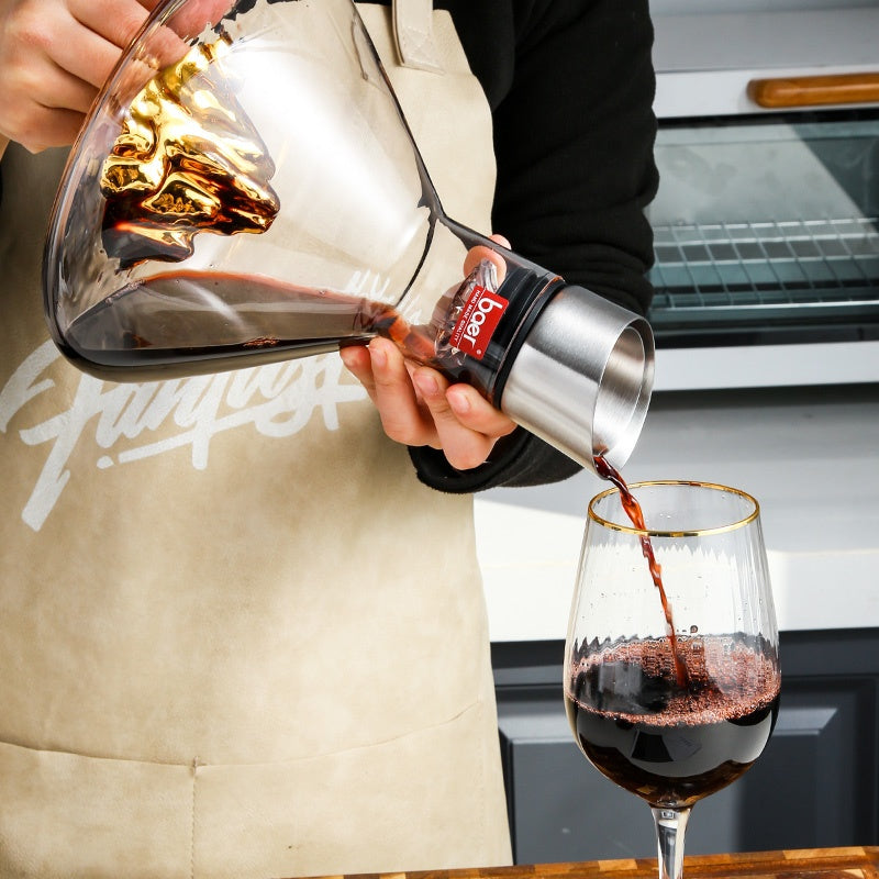 Glass Wine Decanter with Sculptural Base Options, wine carafe and barware