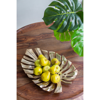 Gold Aluminum Monstera Leaf Wall Decor, product photo 4