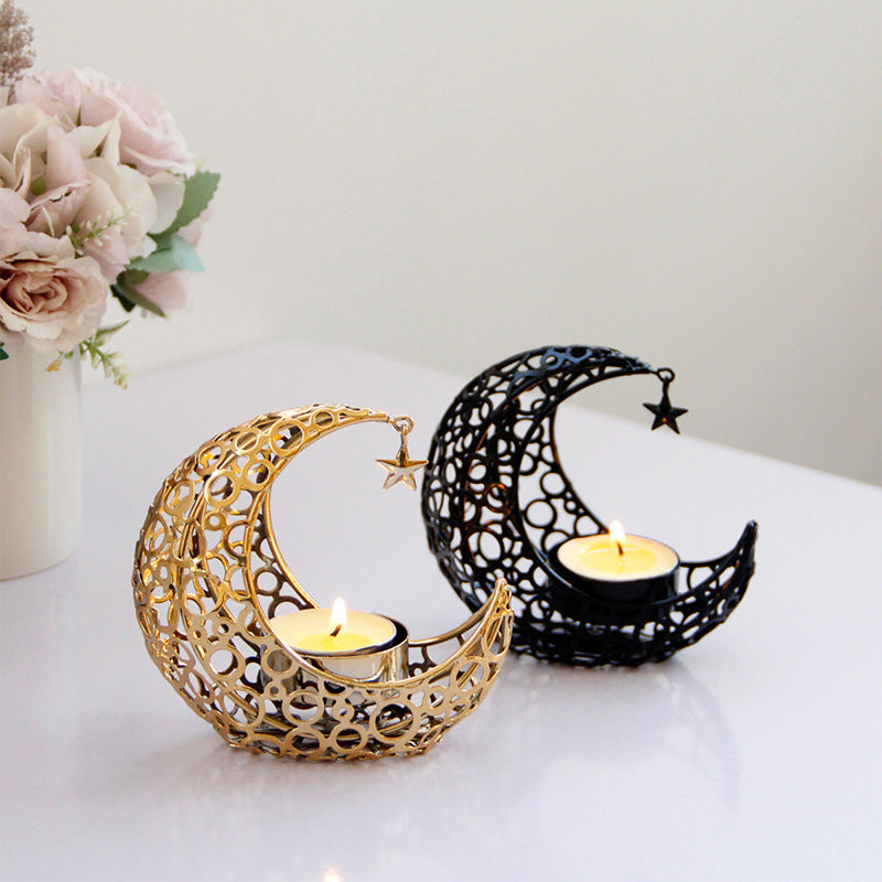 Crescent Moon Metal Candle Holder, moon candlestick and table decor