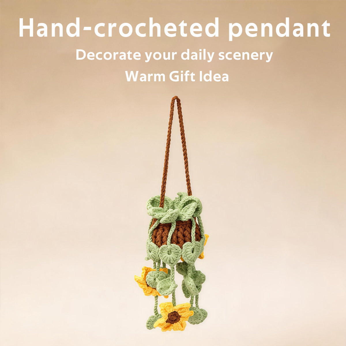 Crochet Hanging Sunflower Ornament, crochet flower, hanging ornament and sunflower decor