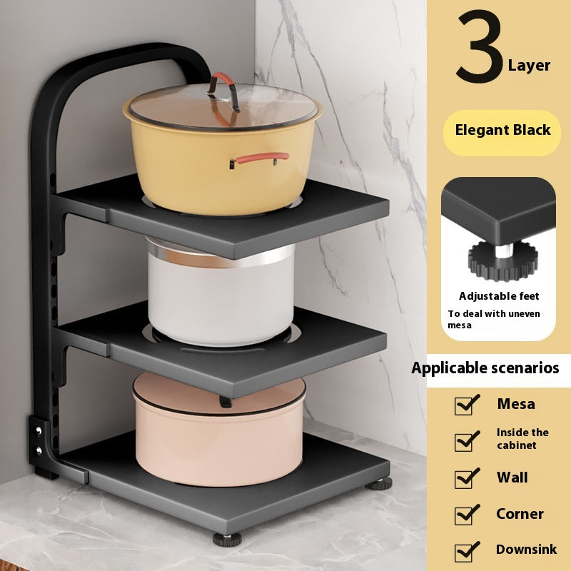 Carbon Steel Countertop Pot Rack, pot organizer, pan rack and cookware stand