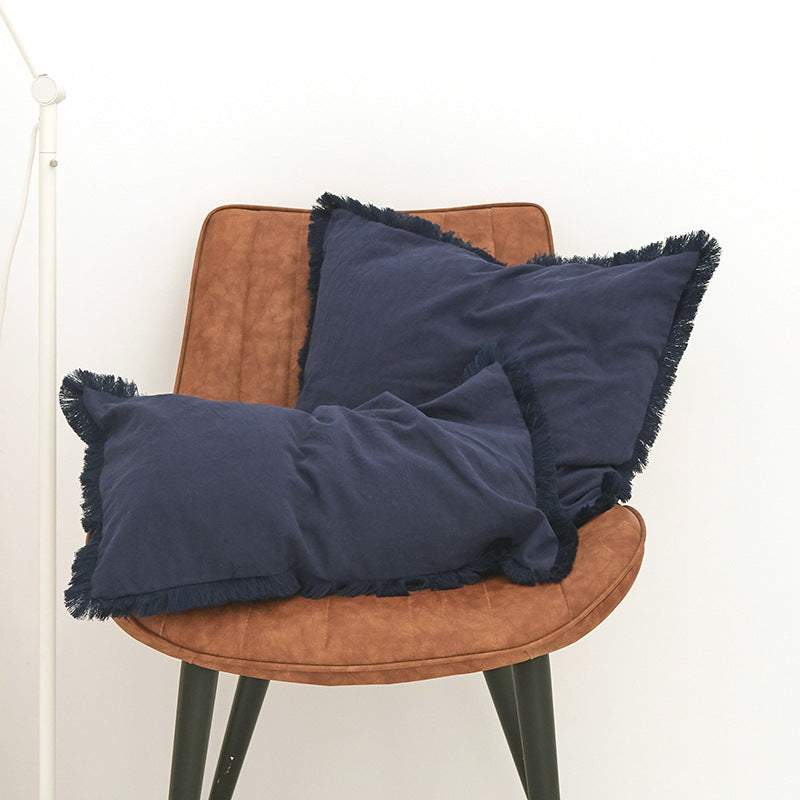 Solid-Color Pillow Cover with Fringe Options, throw pillow cover, cushion cover and sofa pillowcase