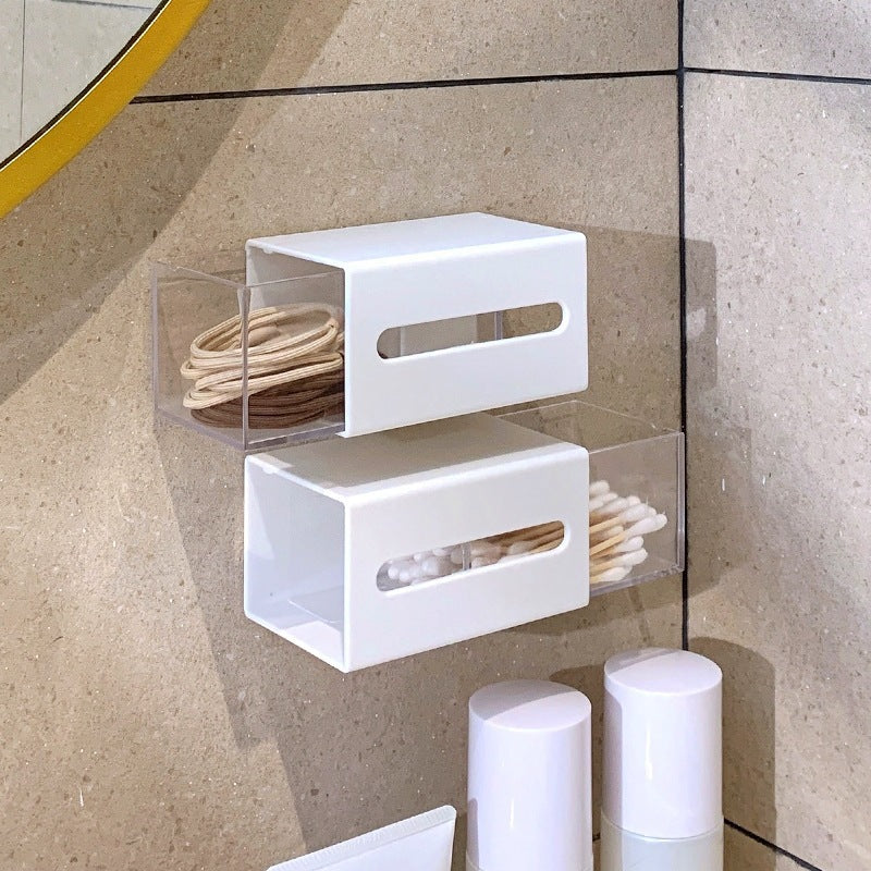 White Wall-Mounted Bathroom Storage Box, bathroom organizer and wall shelf