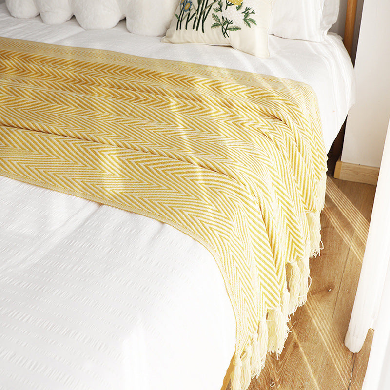 Herringbone Acrylic Throw Blanket with Tassels, herringbone blanket and sofa throw