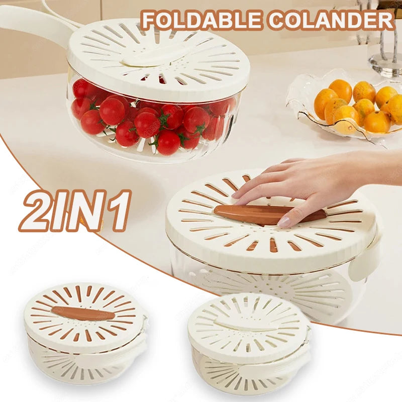 Fruit and Vegetable Drain Basket with Lid, colander, fruit basket and produce strainer