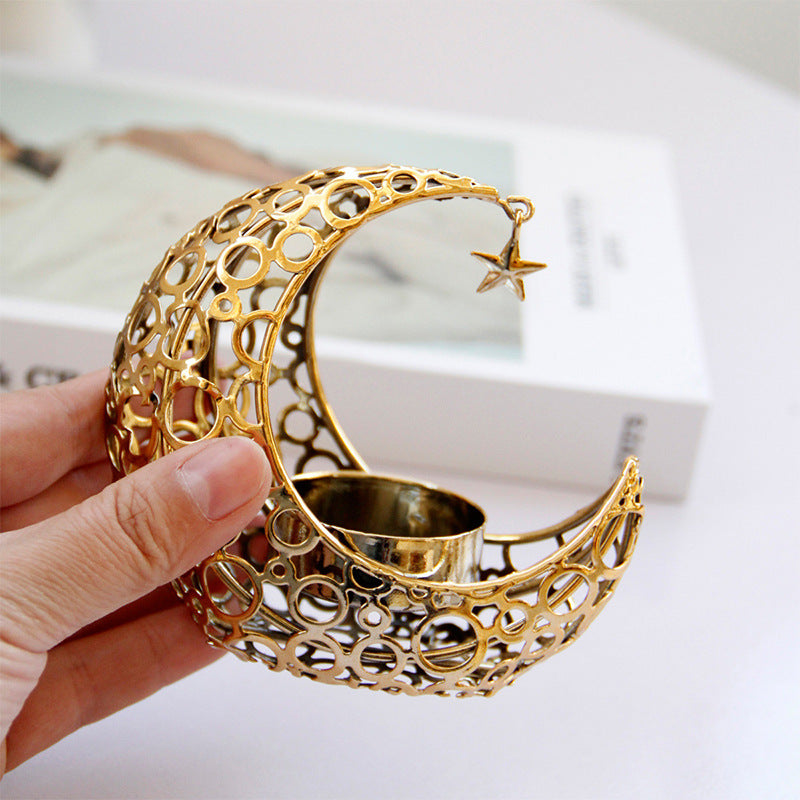 Crescent Moon Metal Candle Holder, moon candlestick and table decor