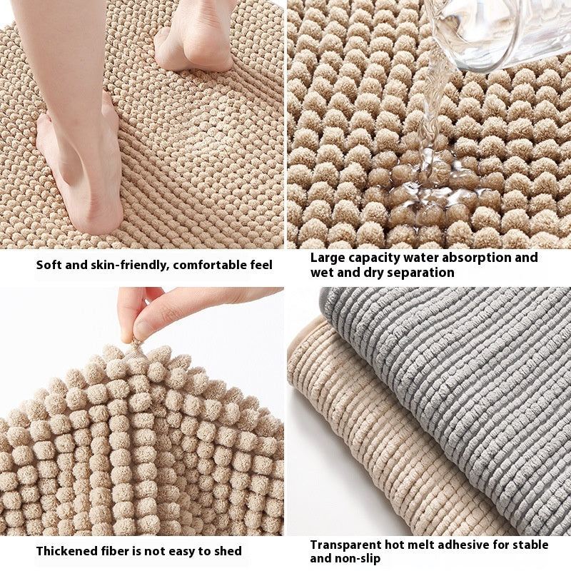 Solid-Color Polyester Bathroom Floor Mat, bath mat and bathroom rug
