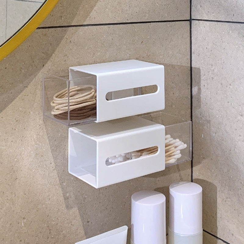 White Wall-Mounted Bathroom Storage Box, bathroom organizer and wall shelf