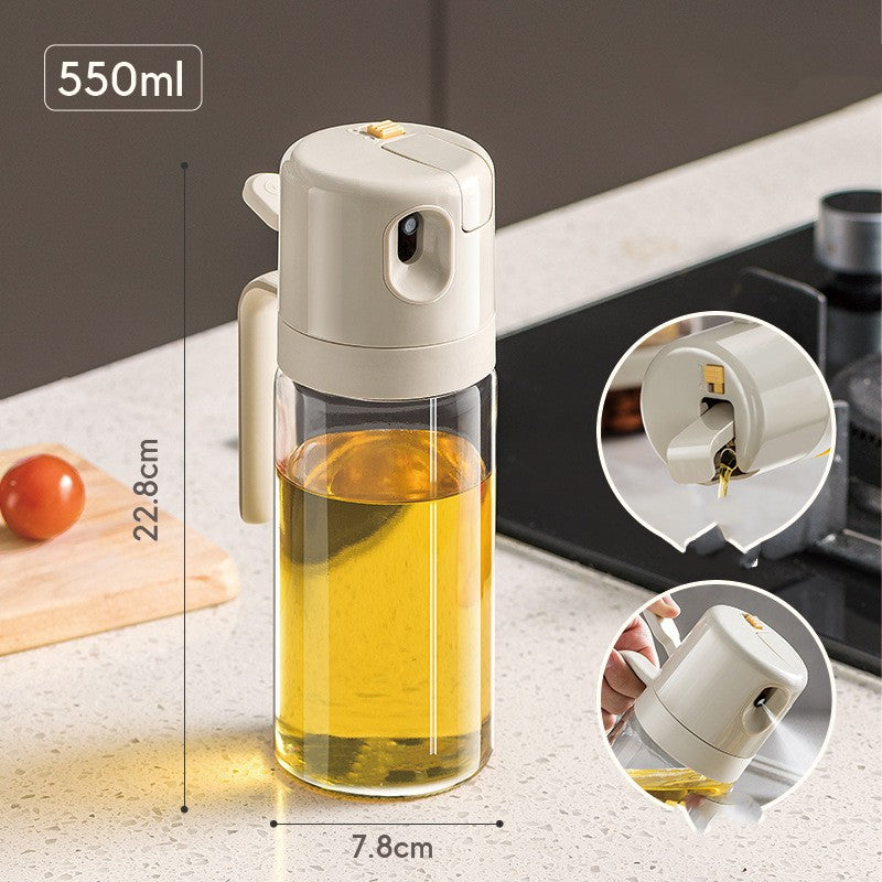 2-in-1 Glass Oil Sprayer and Dispenser, oil bottle, cooking oil sprayer and kitchen dispenser