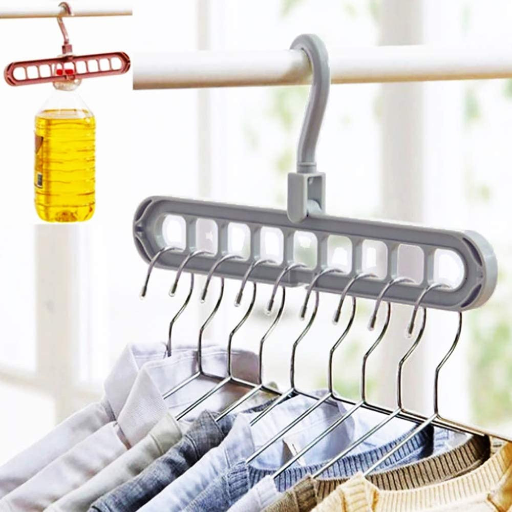 9-Hole Folding Clothes Hanger Organizer, hanger stacker, closet organizer and clothes hanger holder