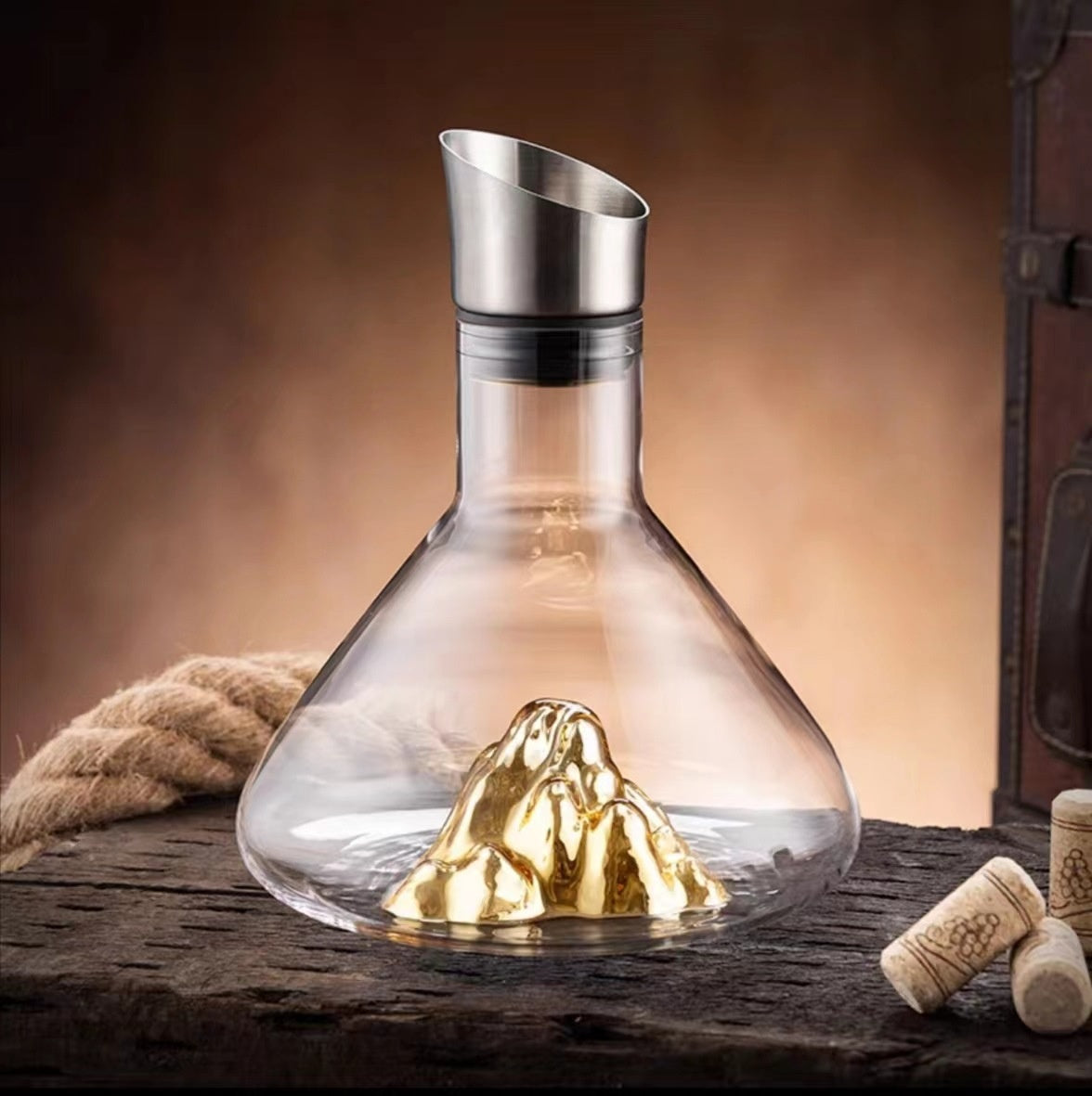Glass Wine Decanter with Sculptural Base Options, wine carafe and barware
