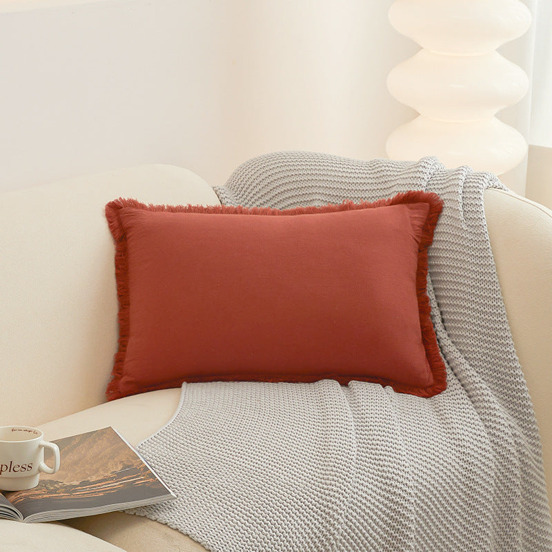 Solid-Color Pillow Cover with Fringe Options, throw pillow cover, cushion cover and sofa pillowcase