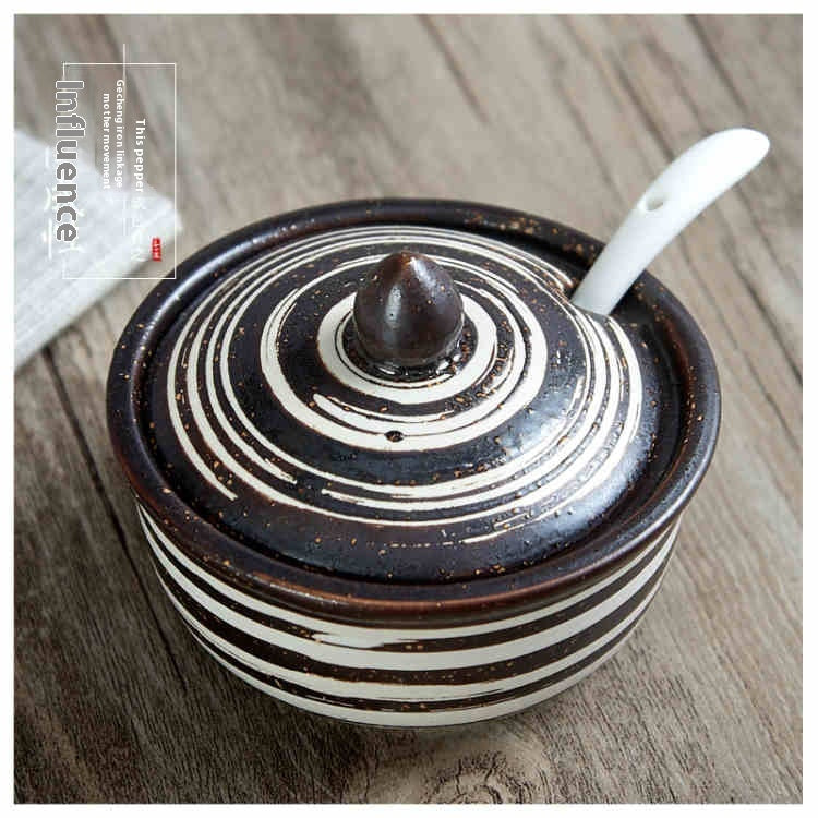 Decorative Ceramic Seasoning Jar with Lid, spice jar, seasoning canister and kitchen jar