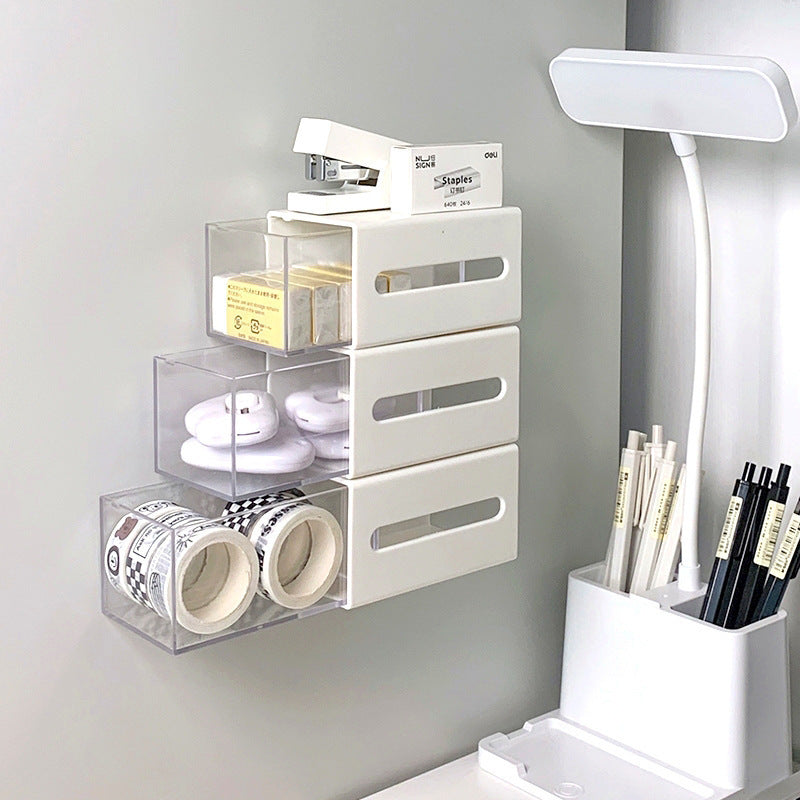 White Wall-Mounted Bathroom Storage Box, bathroom organizer and wall shelf