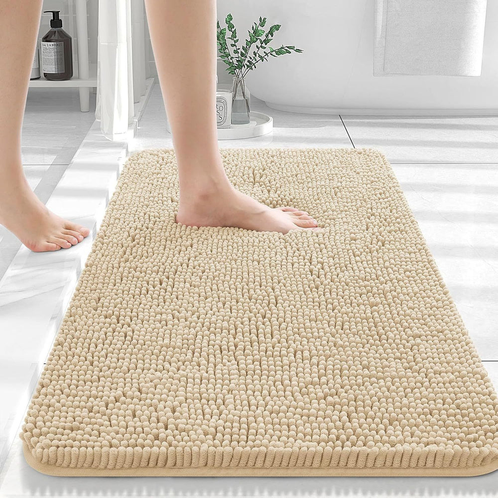 Solid-Color Polyester Bathroom Floor Mat, bath mat and bathroom rug