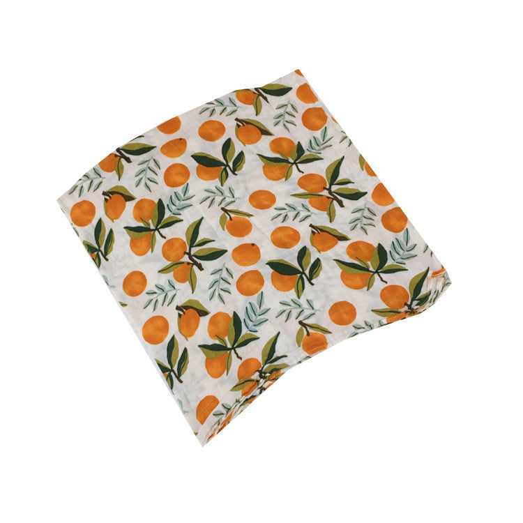 Orange Printed Bamboo-Fiber and Cotton Blanket, throw blanket, sofa blanket and bed blanket