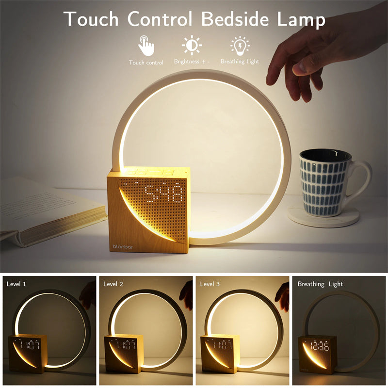 Touch Bedside Lamp with Alarm Clock and Nature Sounds, alarm clock lamp and touch lamp
